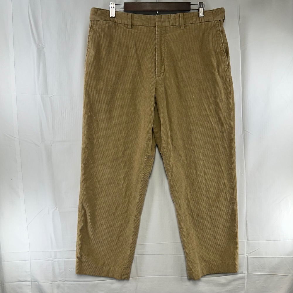 Lands' End Corduroy Pants Mens 37 Tan Traditional Fit Stretch Straight Leg